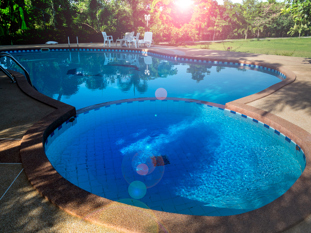 Swimming,pool,on,sunset