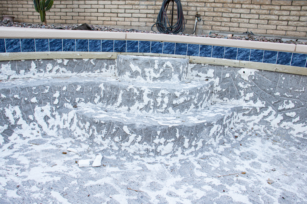 Pool,being,repaired,in,the,summer